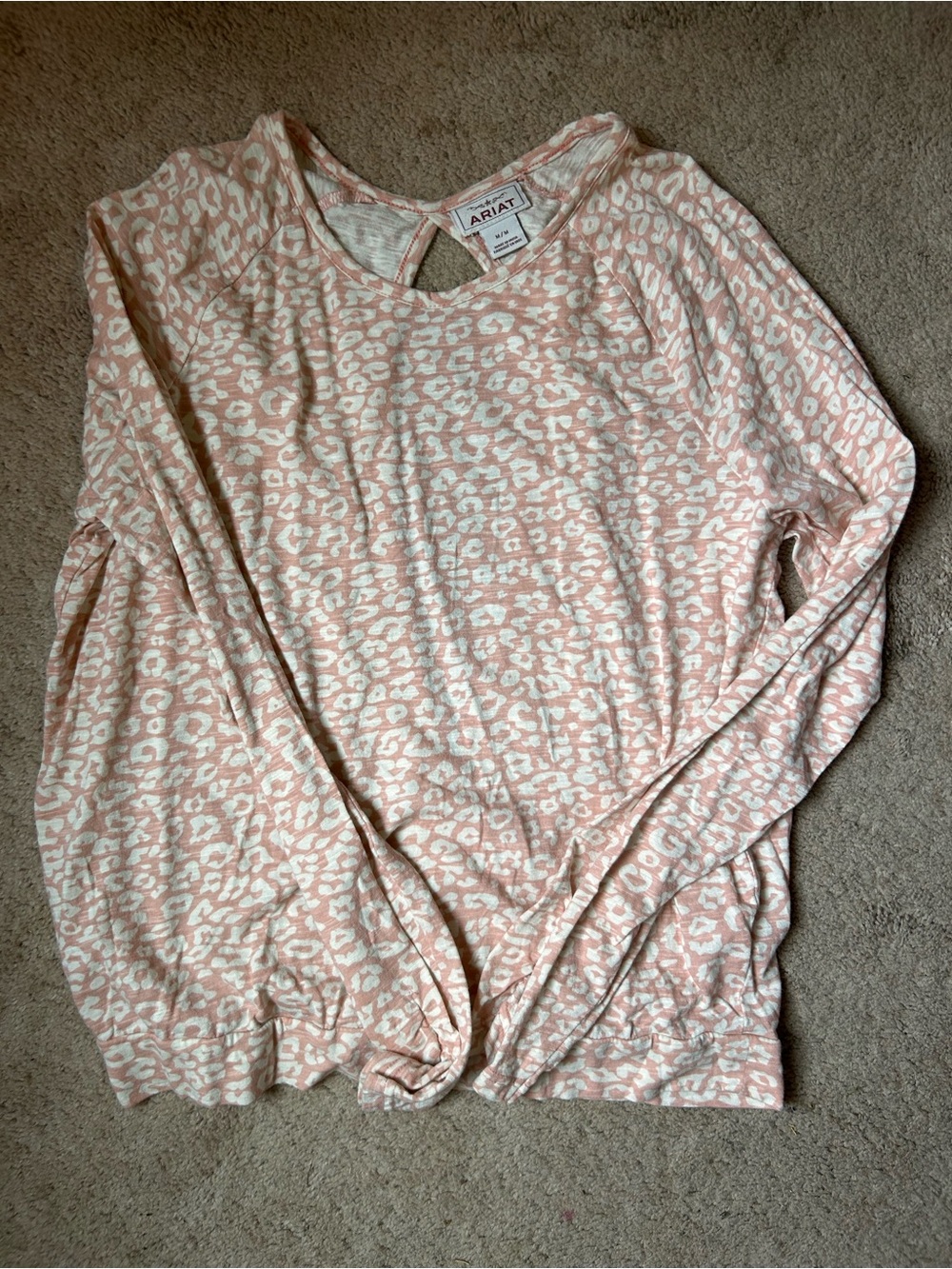 Ariat Pink and White Leopard Print Long Sleeve Top